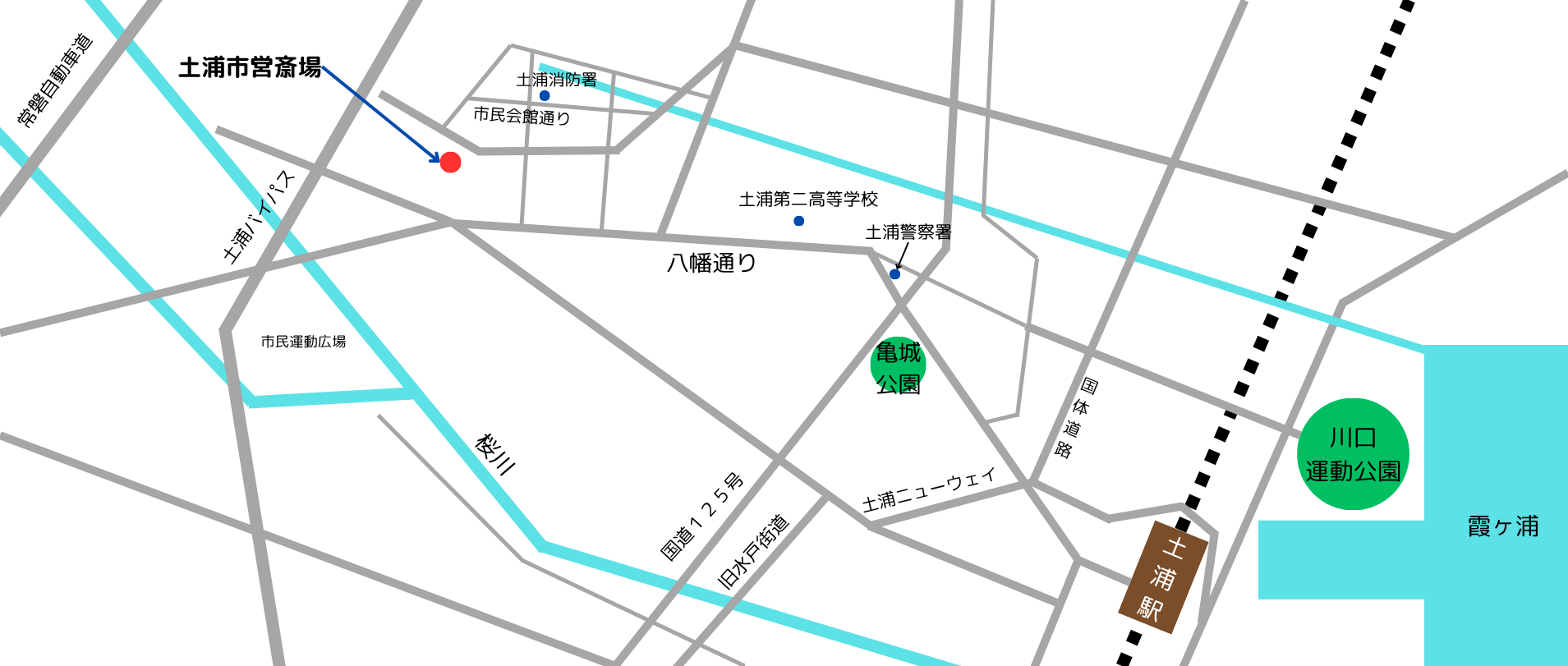 土浦市営斎場の周辺地図